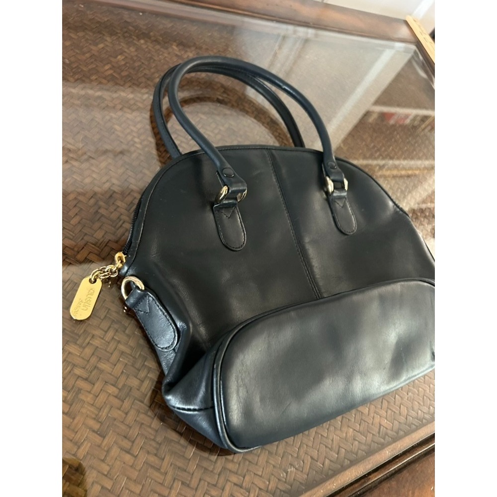 Austin Designs Vintage Bag Purse Navy Blue Dome Style Design Gold Accents
